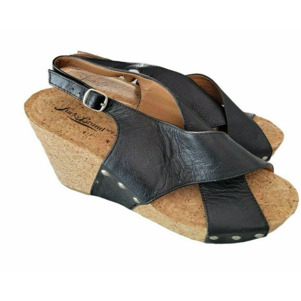 Lucky Brand Black Wedge Sandals